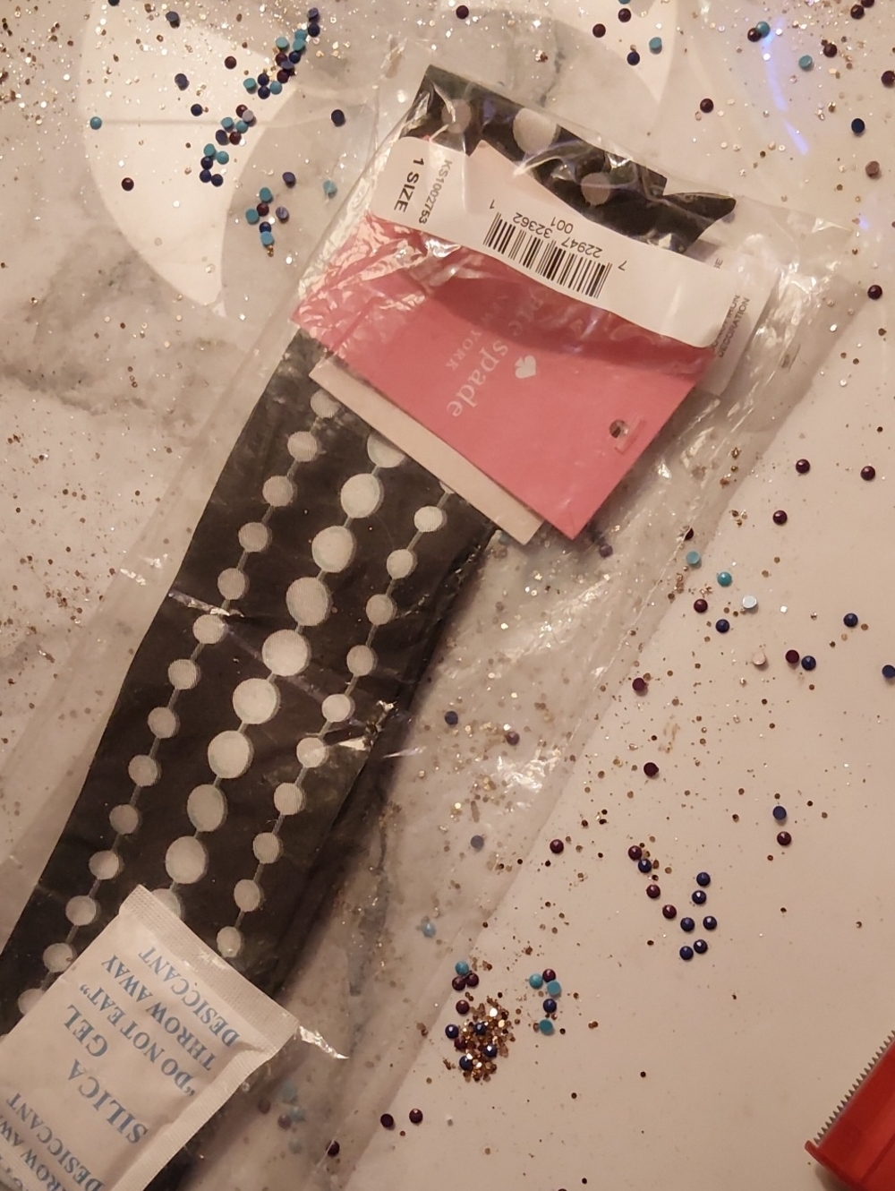 kate spade Black and White Polka Dot Stretch Belt